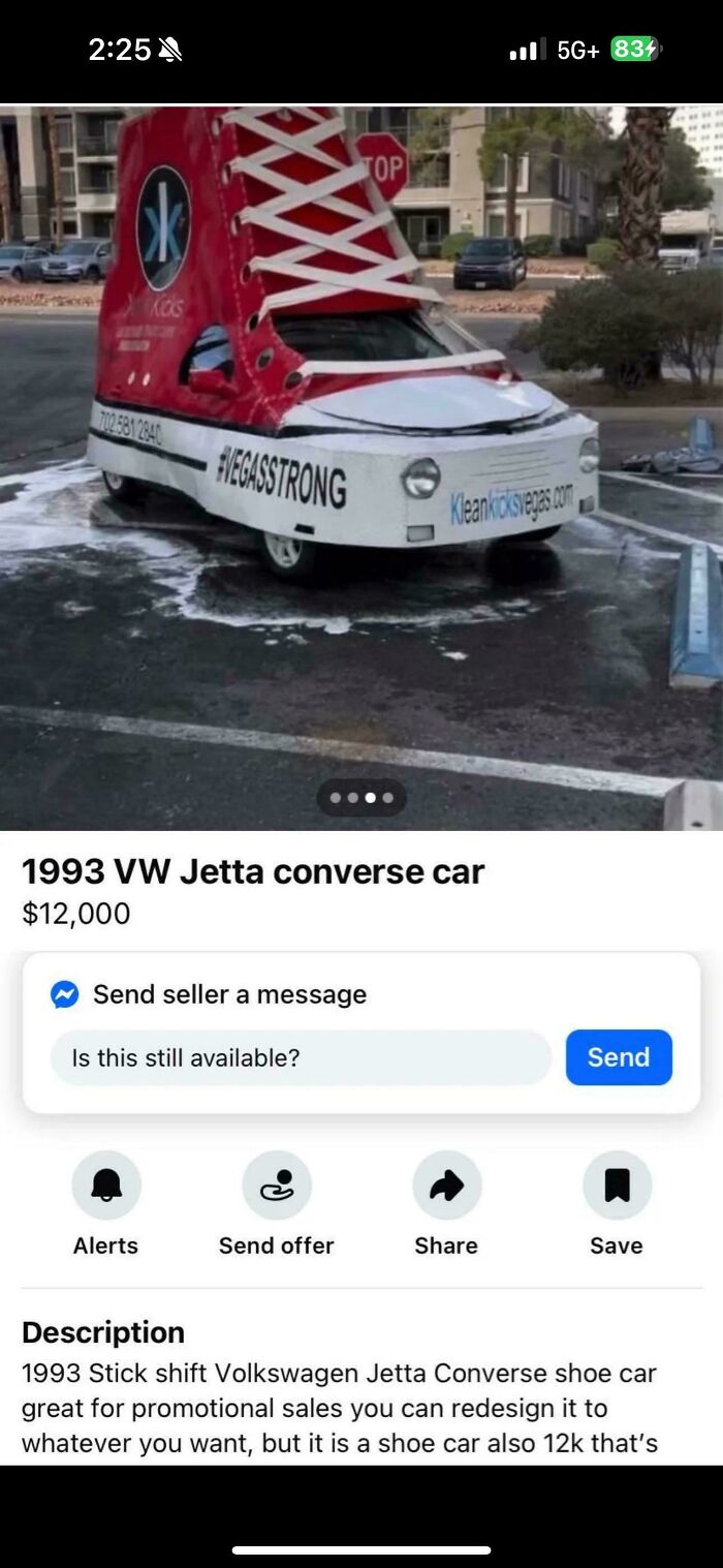 1993 Volkswagen Jetta car modified to look like a giant Converse shoe