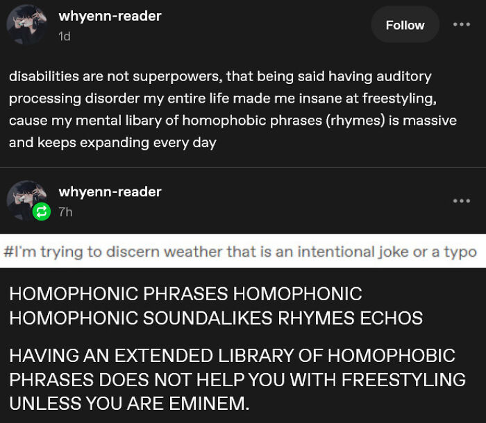 A chaotic Tumblr thread debating a hilarious homophonic vs homophobic typo.