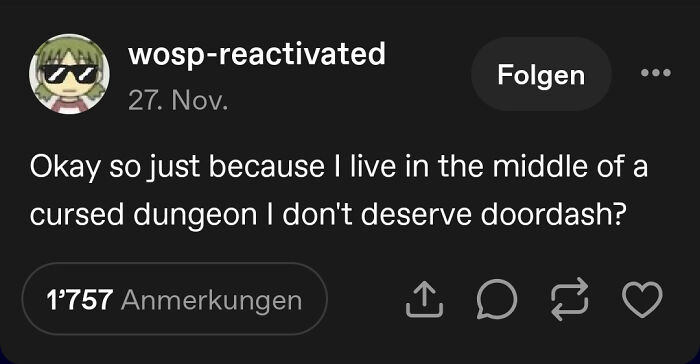 A screenshot of chaotic posts on Tumblr discussing ordering DoorDash to a cursed dungeon.