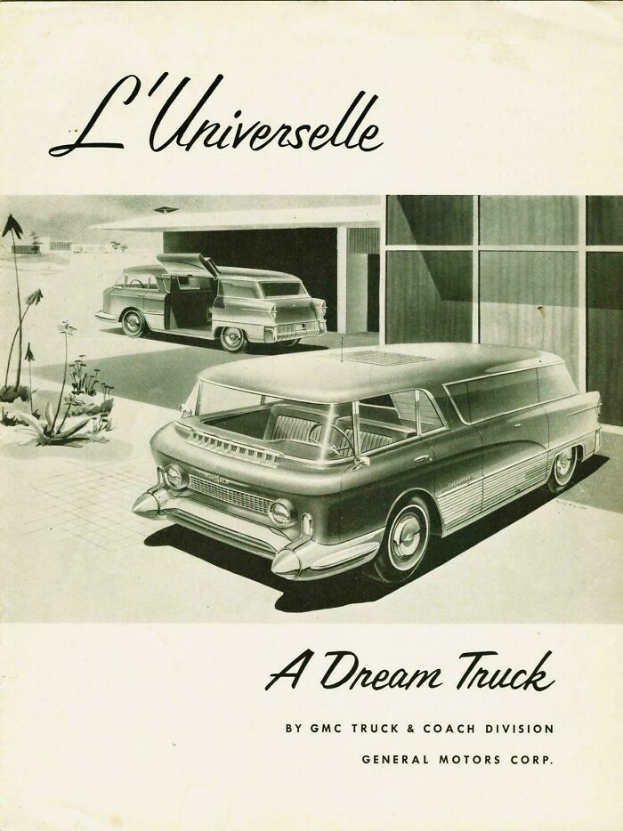 Retrofuturistic image of L'Universelle, a dream truck, illustrating the future as imagined in the past.