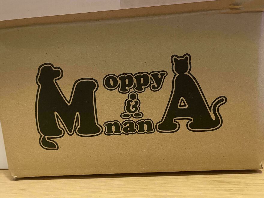 Packaging label with letters shaped like animals, showing a designer choice that may be difficult to read or use.