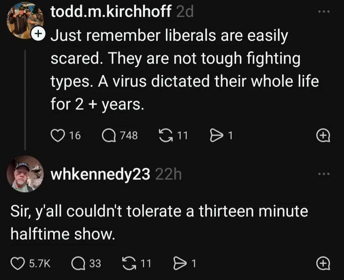 Social media posts about politics showing brutally honest opinions that reflect sharp political divides and commentary.