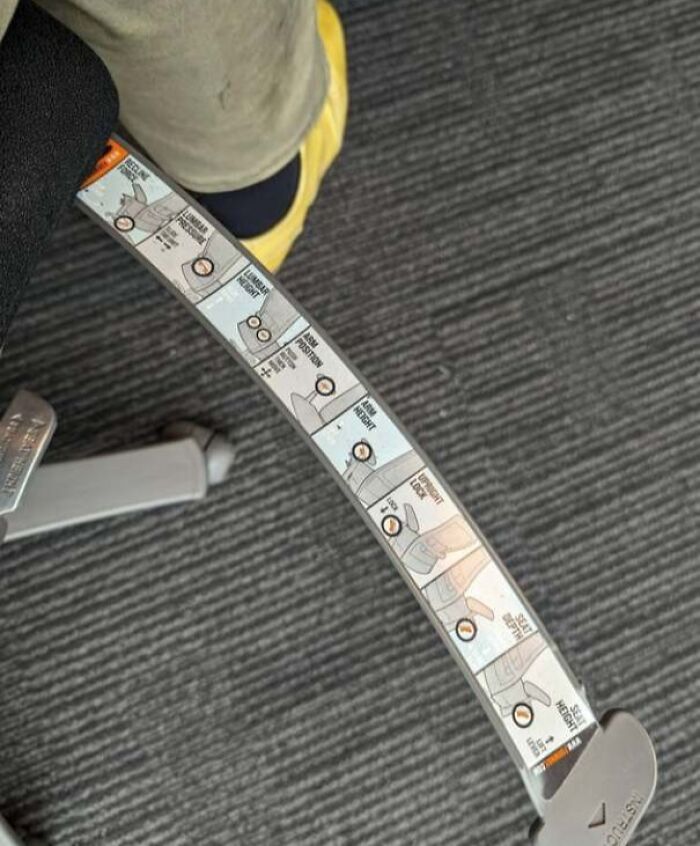 Chair armrest with clear instructions attached to solve annoying problems with easy and genius ideas in everyday use.