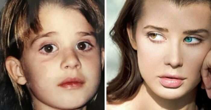 Side-by-side photos of a young girl and grown woman illustrating cringy influencers ignoring rules and common sense.