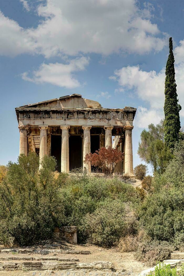 Well-preserved ancient Greek stone temple surrounded by trees, highlighting remarkable historical finds