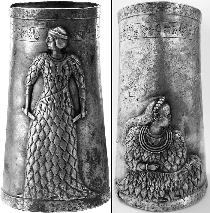 Silver ancient artifact showing detailed carved figures, reflecting remarkable historical finds.