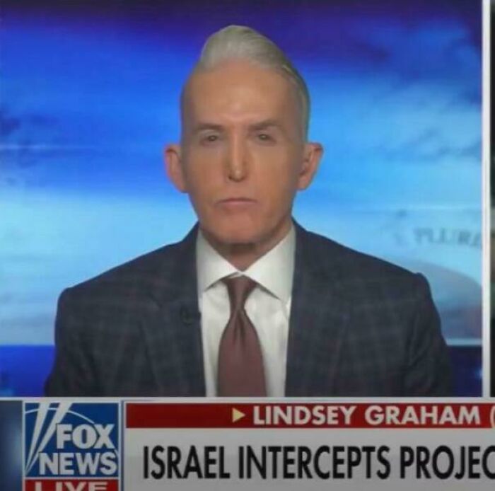 A news anchor with a bad hair mistake, a high, exaggerated pompadour, featured on Fox News.