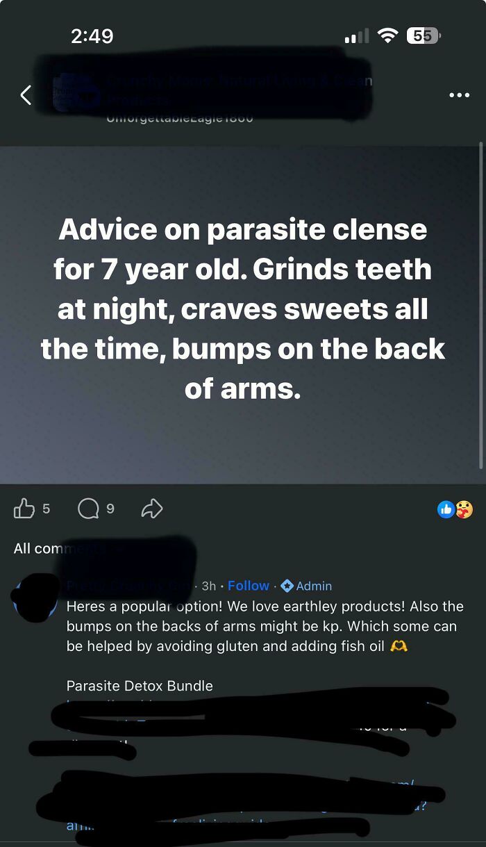 Request for advice on parasite cleanse for 7 year old with symptoms