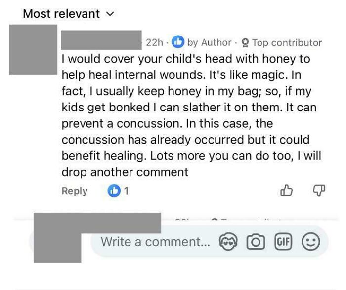 Top contributor advises using honey for healing concussions in children