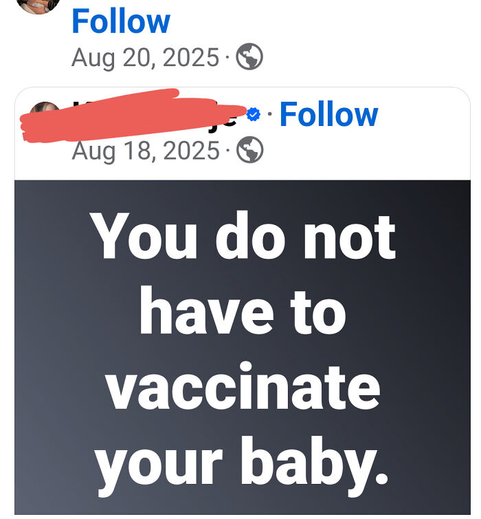 Post claiming you do not have to vaccinate your baby