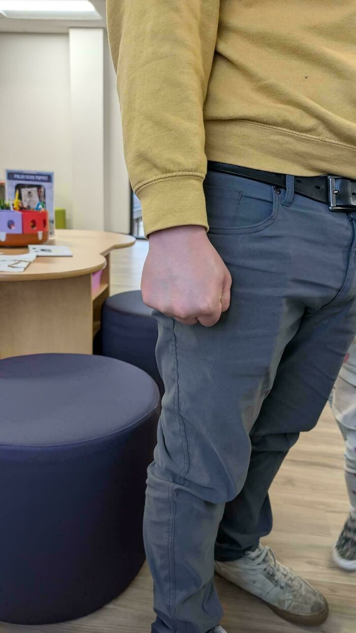 A funny, wholesome close-up of a dad's fist, likely from holding a child's hand. Great dad moment.
