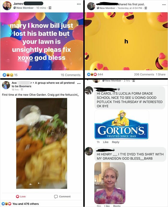 Screenshot collage of quirky posts in Facebook groups showcasing the internet’s weird and lovable side.