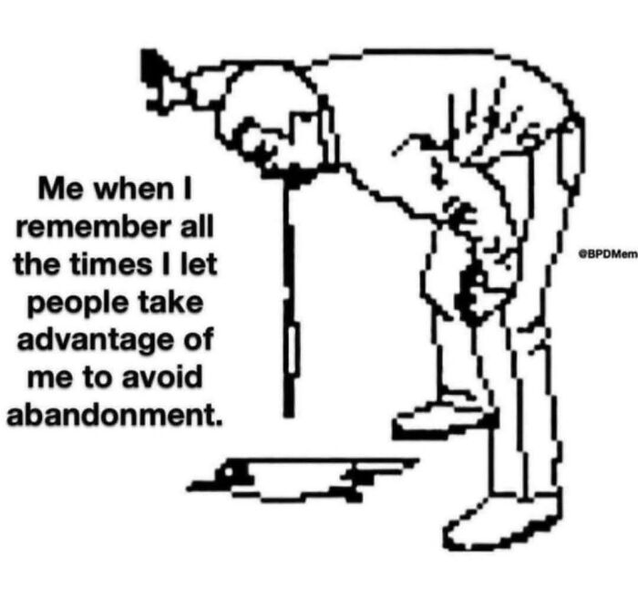 Black and white meme showing a person bent over holding their knee, illustrating relatable memes about avoiding problems.