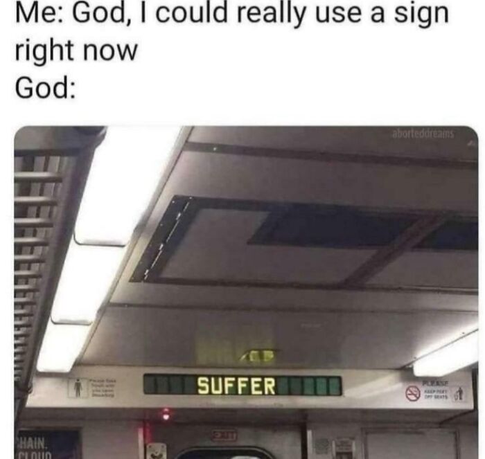 Subway sign humorously displaying the word suffer, a funny and relatable meme to scroll through for laughs.