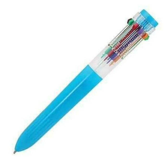 Classic multi-color click pen popular in the 90s, often found in nostalgic kids today will never know collections.