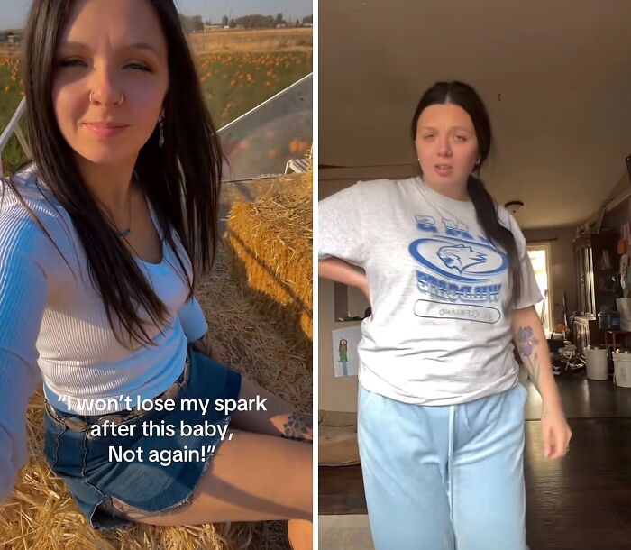 Two women sharing their experiences on maintaining their spark after giving birth in different indoor and outdoor settings.