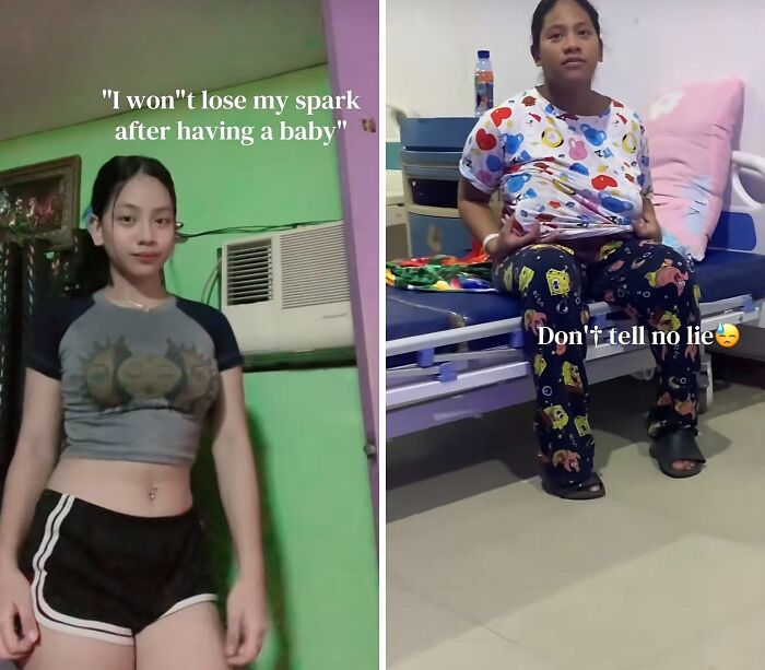 Two women showing different postpartum looks, illustrating the challenge of women maintaining their spark after giving birth.