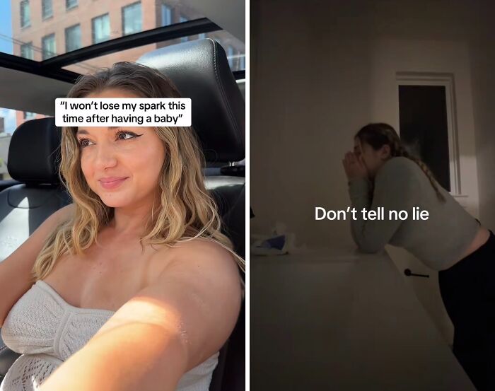 Two women sharing their experiences about not losing their spark after giving birth in different settings.