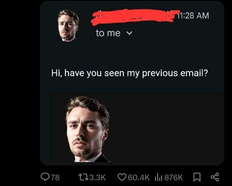 Email screenshot showing a message asking if the recipient has seen the previous email, hinting at ChatGPT use in emails.