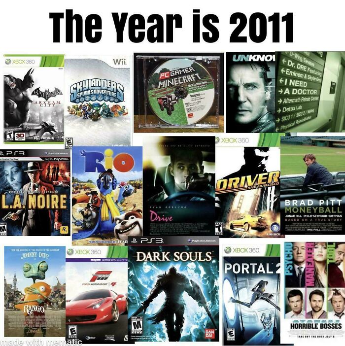 2010s memories with popular games, movies, and music from the year 2011 reflecting nostalgic moments and culture.