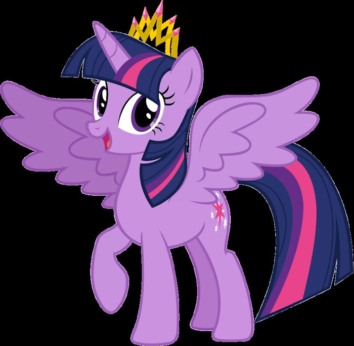 Purple cartoon unicorn with wings and a crown, representing nostalgic 2010s cartoon characters and memories.