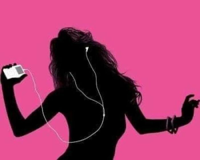 Silhouette of a person dancing with earbuds and a music player, representing nostalgia for better times in the 2010s.