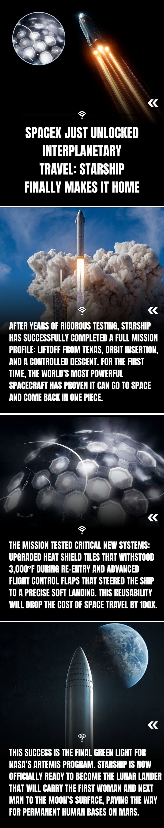 SpaceX Starship launch and advanced heat shield tiles demonstrating science facts to satisfy the curiosity of space and technology enthusiasts.