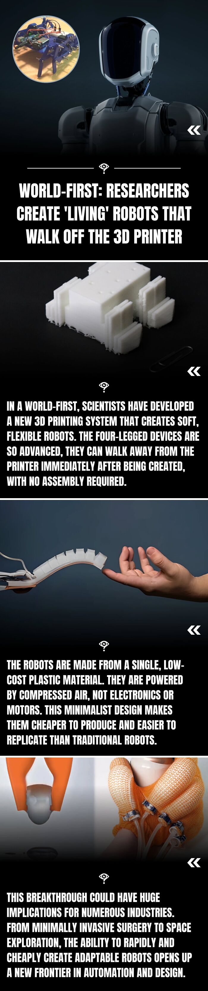 Living robots created by researchers using 3D printing technology, showcasing innovative science facts for curiosity satisfaction.