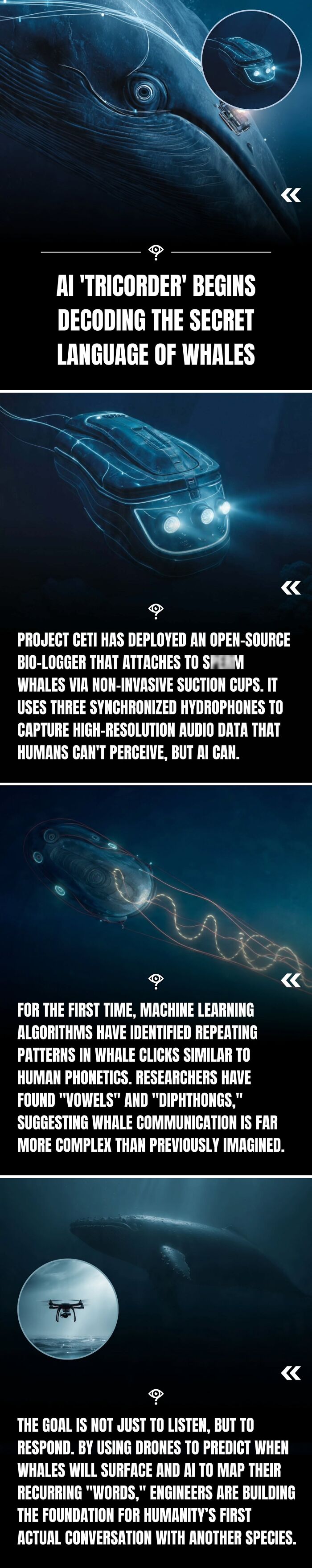 AI technology decoding whale communication with bio-loggers and machine learning reveals complex science facts to satisfy the curiosity of nerds