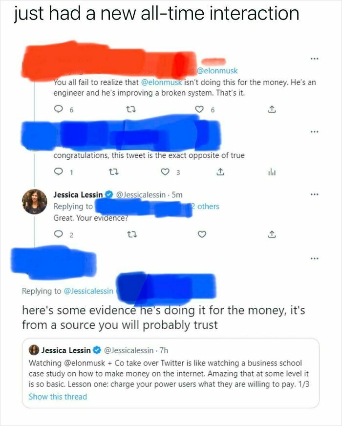 Screenshot of Twitter conversation showing words being used against someone on social media with contrasting opinions.