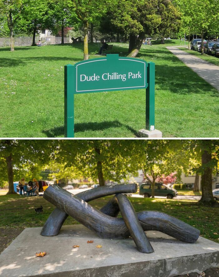 Dude Chilling Park with its unique statue, one of the unusual places around the world with Wikipedia pages.