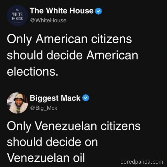Tweet about American and Venezuelan citizens deciding on elections and oil, highlighting posts and memes about our lives.