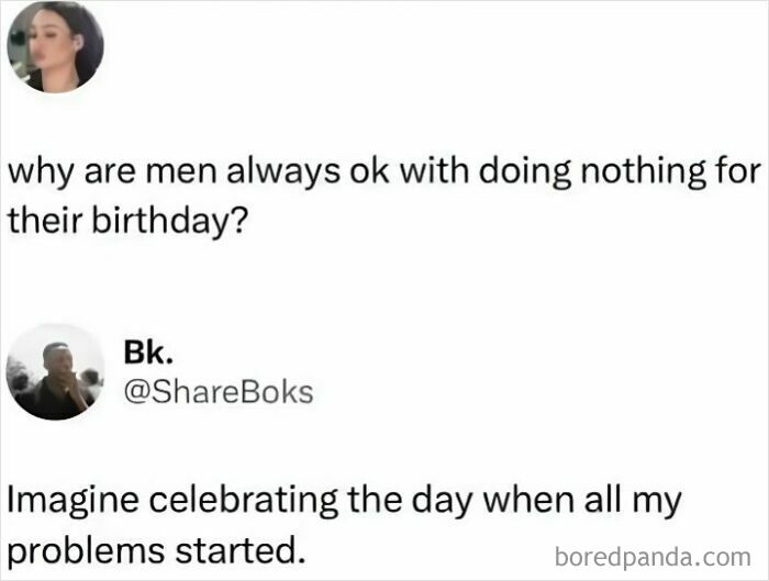 Alt text: Funny internet moment about men not celebrating birthdays, one of the most favorite moments better for you than the news