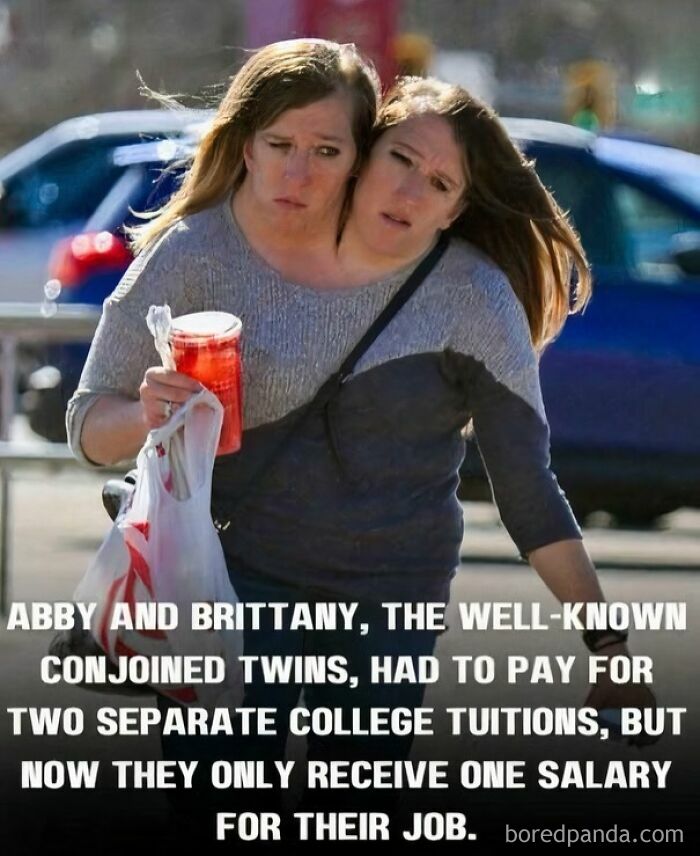 Conjoined twins Abby and Brittany navigating everyday life, one salary, highlighting internet favorite moments.