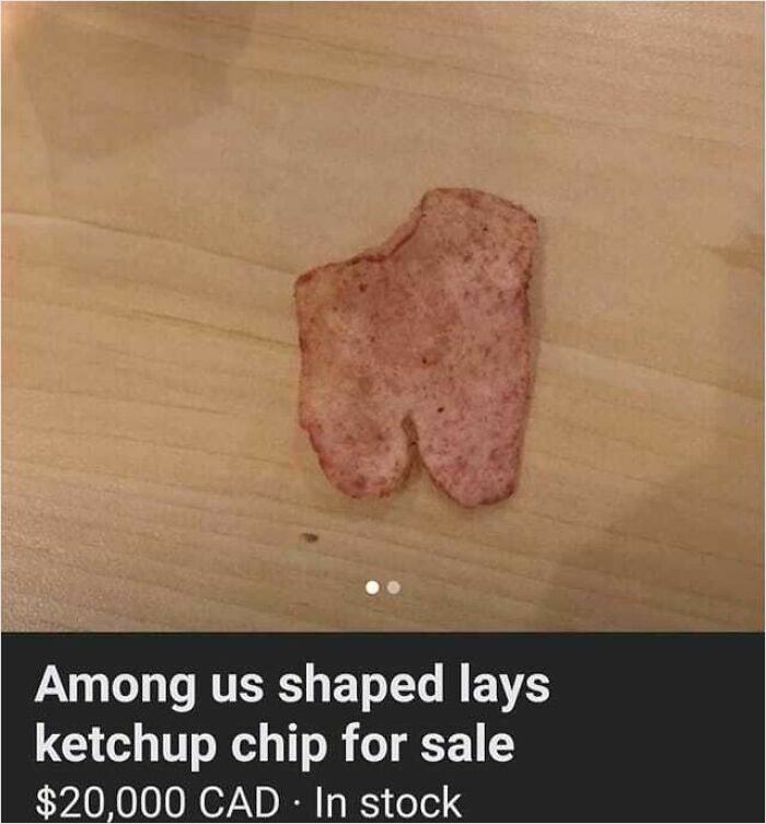 Among us shaped Lays chip listed for sale on Facebook Marketplace with an unusual high price tag.