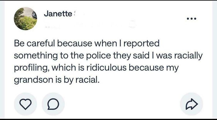Hilarious screenshot from a neighborhood online community about reporting to the police and racial profiling.