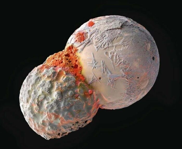 Microscopic Dust Particles Under An Electron Microscope Resembles Cosmic Collisions