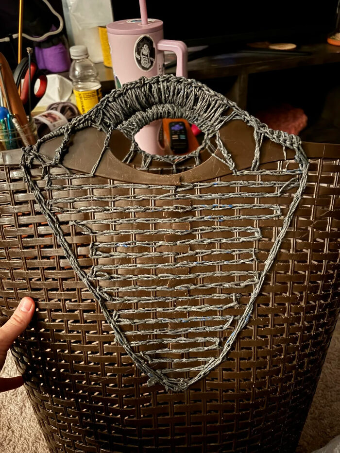 Used Plarn To Fix A Laundry Basket