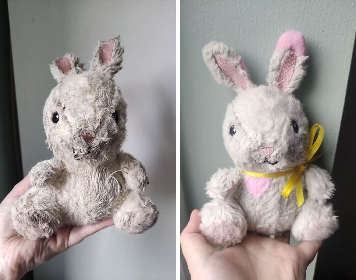 A Before And After Of The Saddest Plushie I've Ever Found