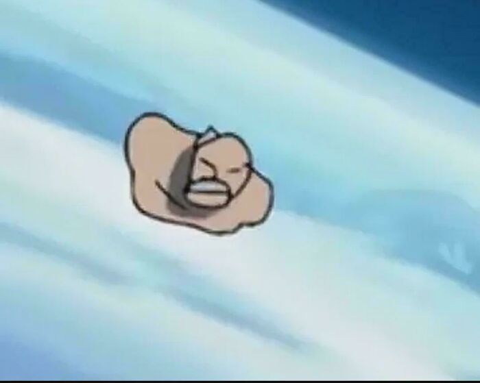 Hilarious movie details: A small, cartoonish, and poorly drawn character flying through the air.