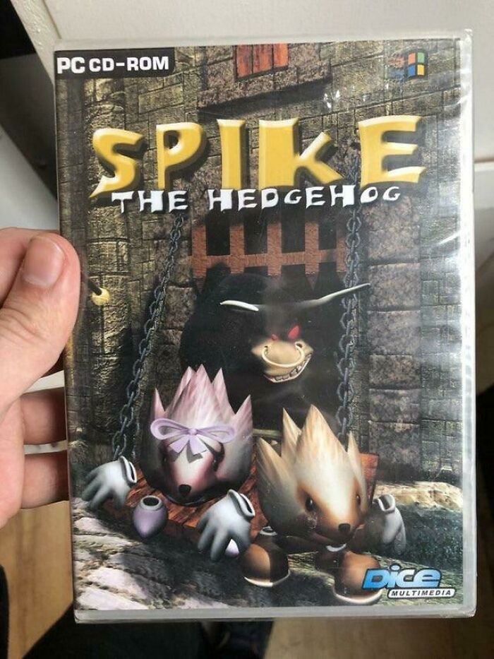 Game cover showing shameless designer copy of famous brands with characters resembling hedgehogs on a swing.