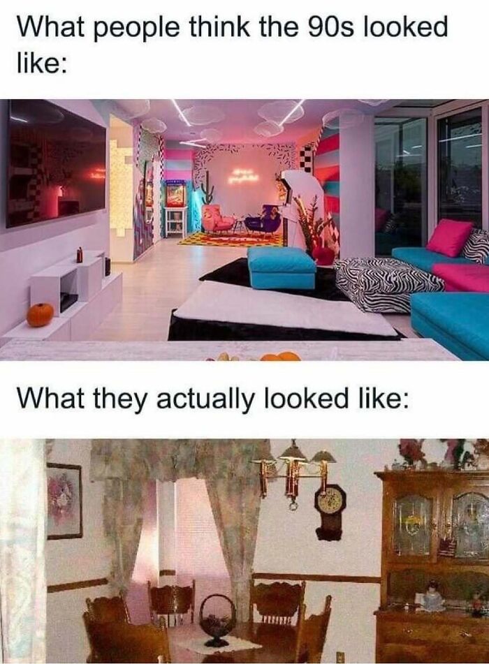 Comparison of 90s rooms showing nostalgic 99 posts about the 90s and parts of our lives that don’t exist anymore.