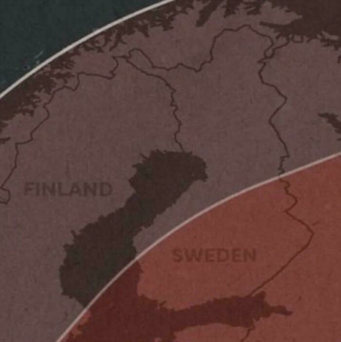A map showing Finland and Sweden, with the names appearing in mismatched locations, a funny job fail.