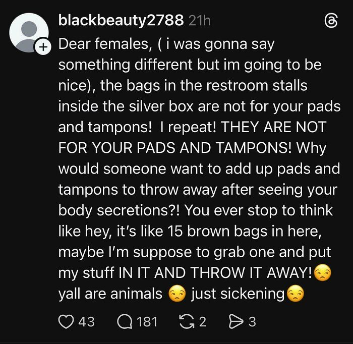 Screenshot of a social media post about toxic men and disrespectful behavior causing distress to women.