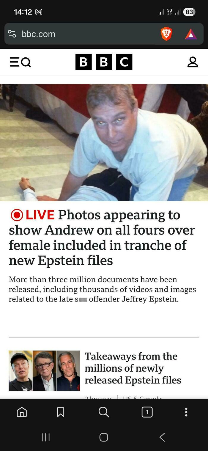 Man on all fours over female in photo linked to toxic men making women sick from Epstein files exposed online.