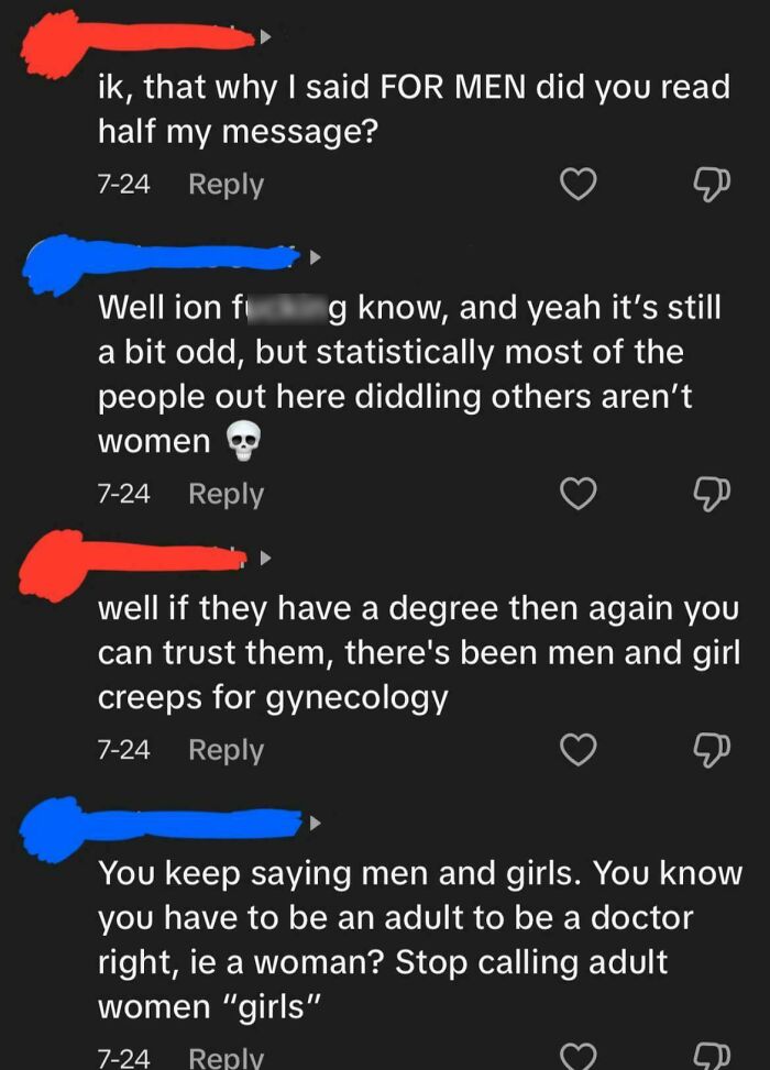 Screenshot of toxic men’s comments online revealing disrespect and making women sick with harmful language.