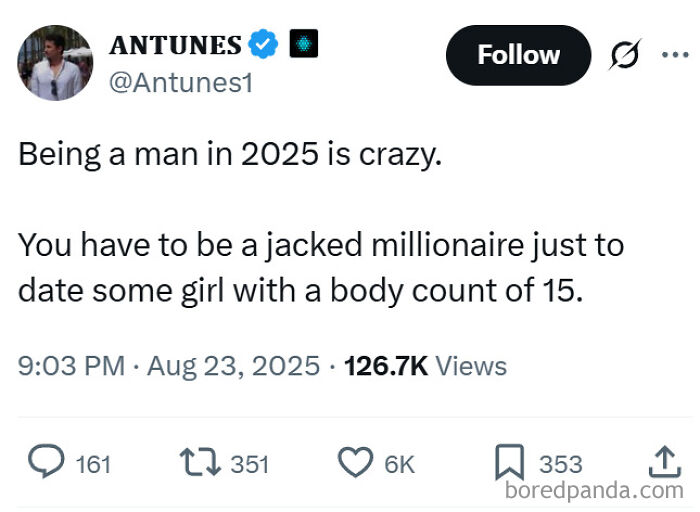 Tweet discussing toxic behaviors of men in 2025, highlighting societal pressures and toxic masculinity trends online.