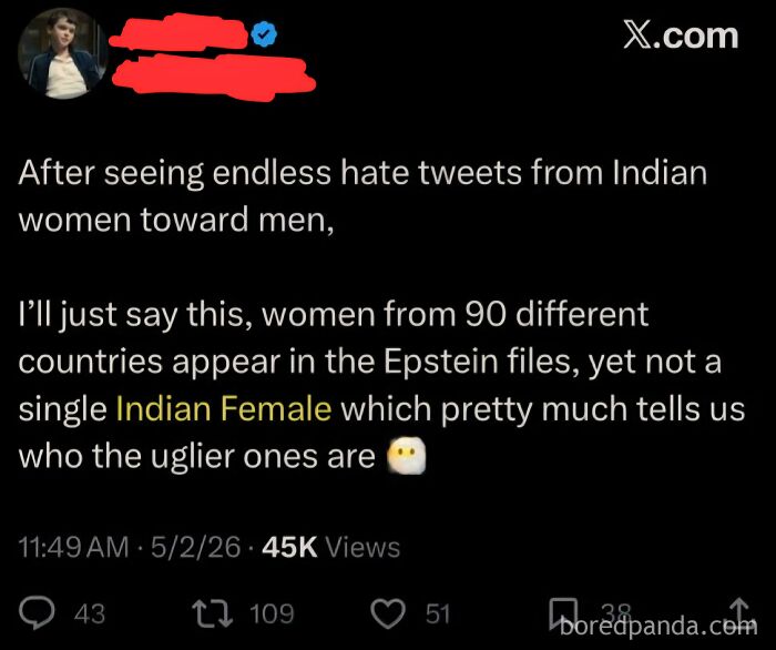 Screenshot of a toxic tweet referencing Indian females, related to toxic men that made women sick, shared on social media.