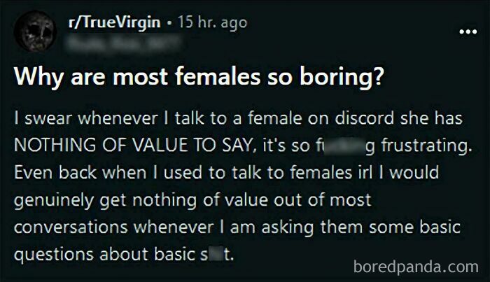 Toxic men online making women sick with disrespectful and frustrating messages about females and conversations.