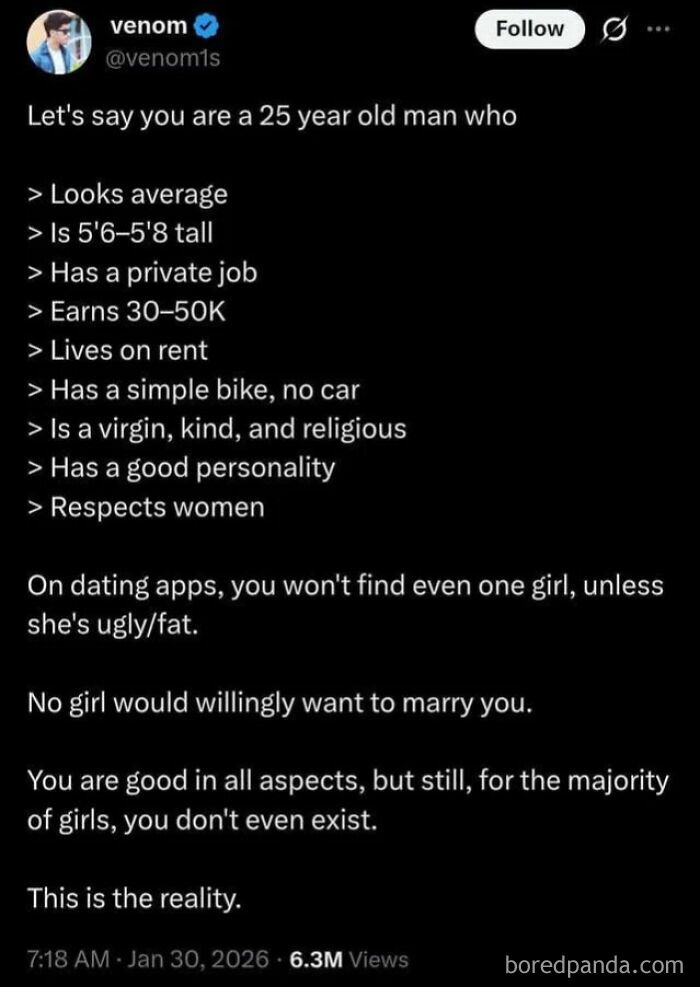Screenshot of a social media post discussing toxic men and challenges women face on dating apps.